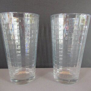 Pasabache block optic  set of 2 drinking glasses 6" clear